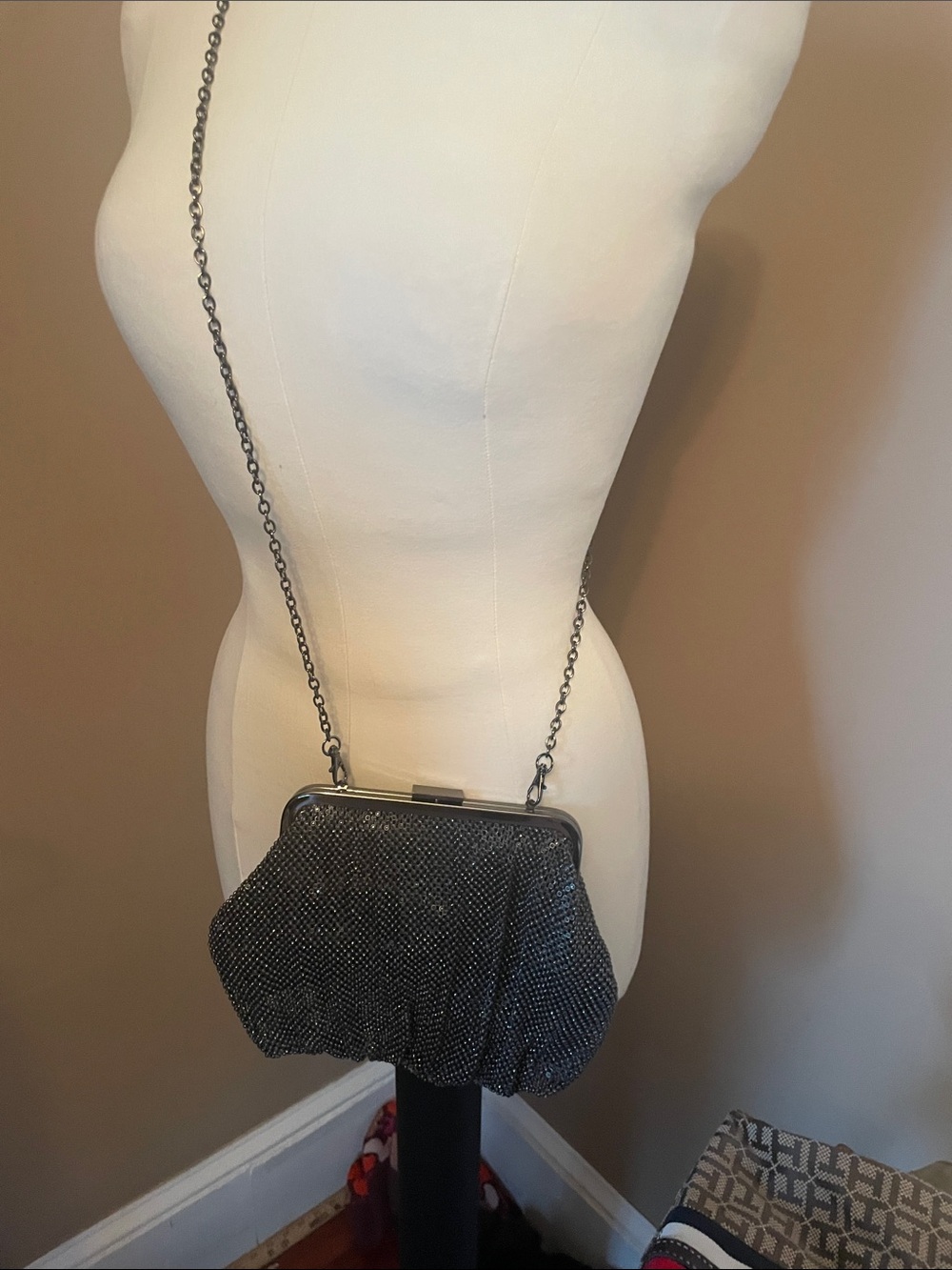 Urban expressions Evening Mesh Crossbody Bag in gunmetal gray
